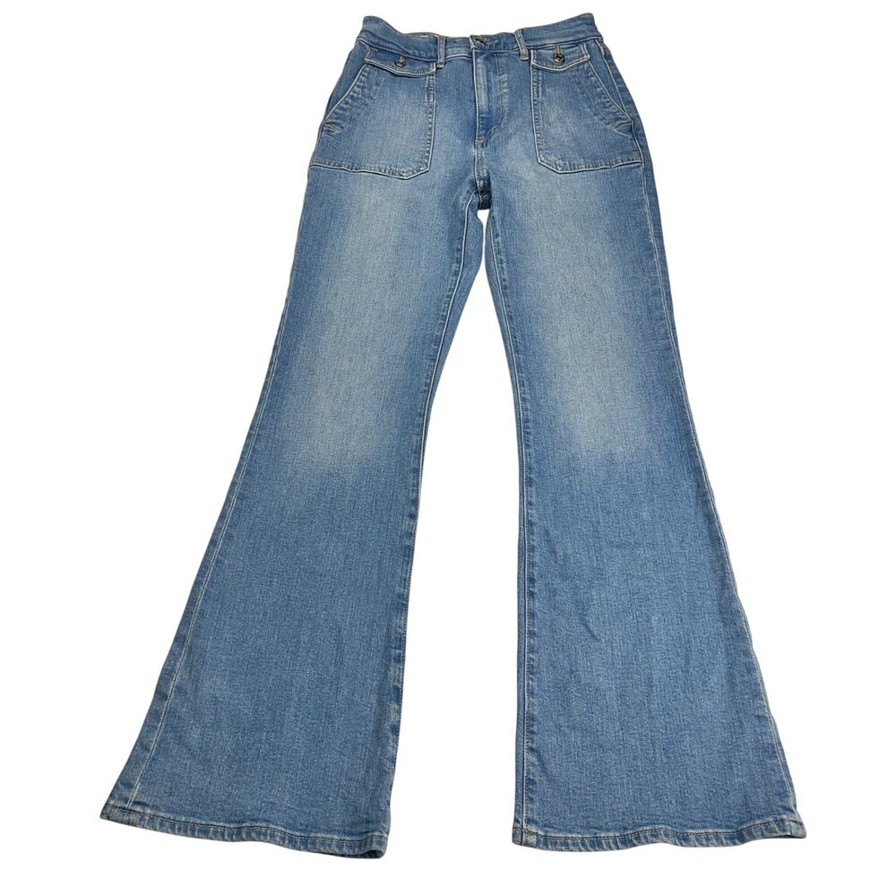 Made and Loved LOFT The Slim Flare Cargo Pocket Jeans High Rise Med Wash Size 27